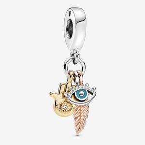 Pandora Hamsa All-seeing Eye & Feather Spirituality Dangle